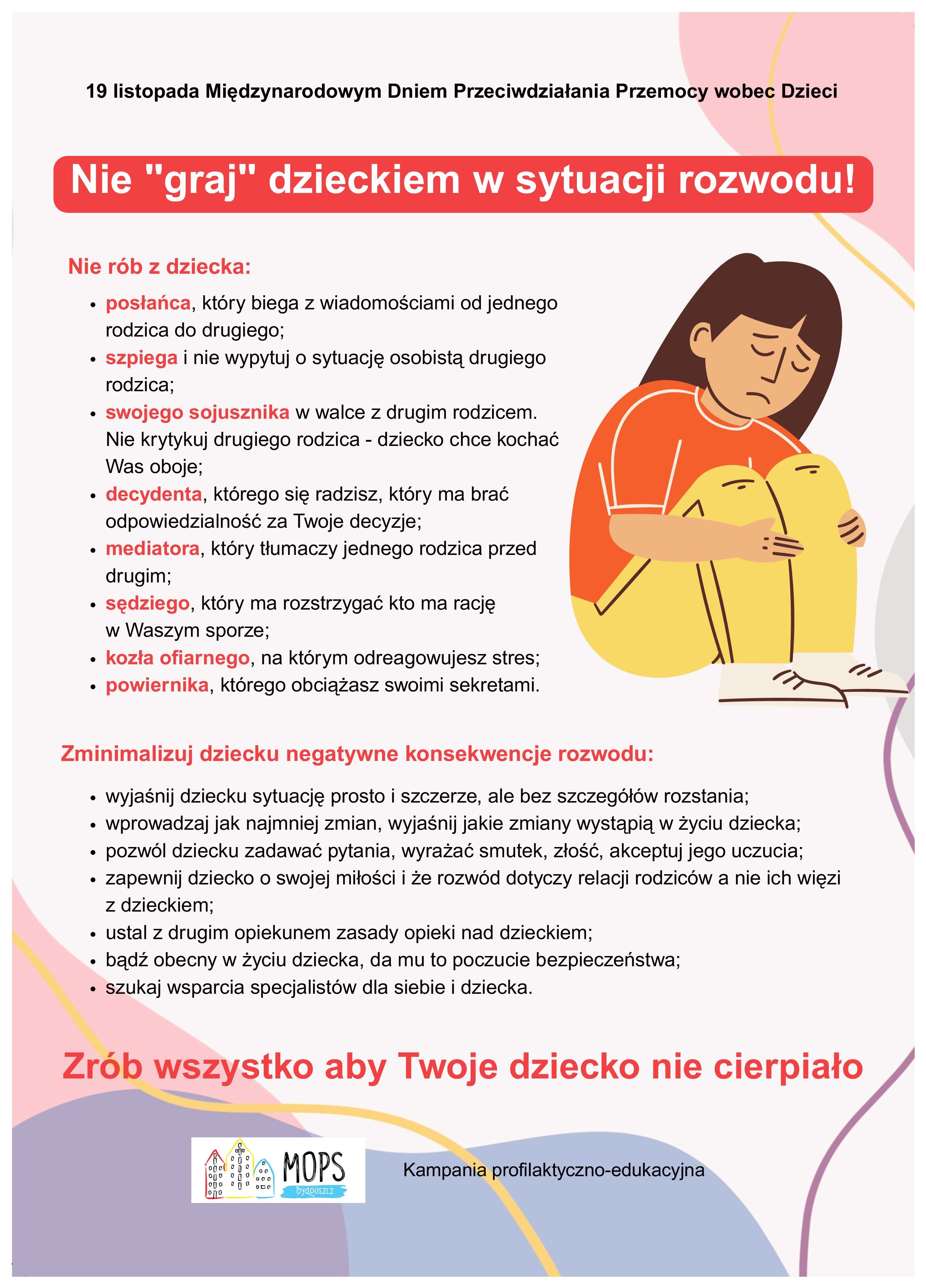 Nie graj dzieckiem w sytuacji rozwodu plakat