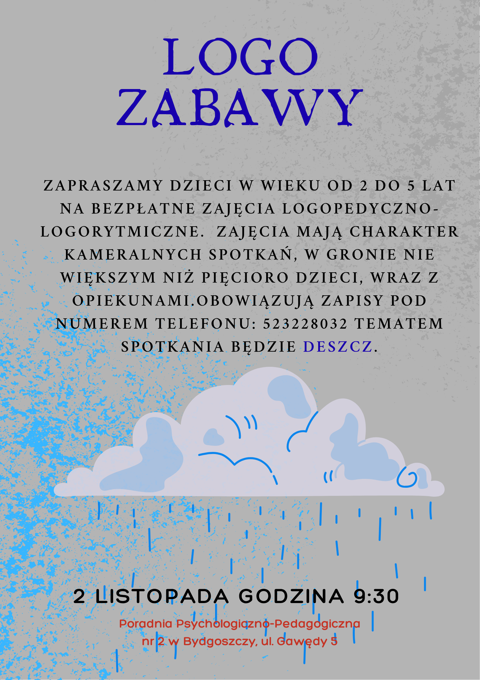 Plakat Logozabawy Deszcz